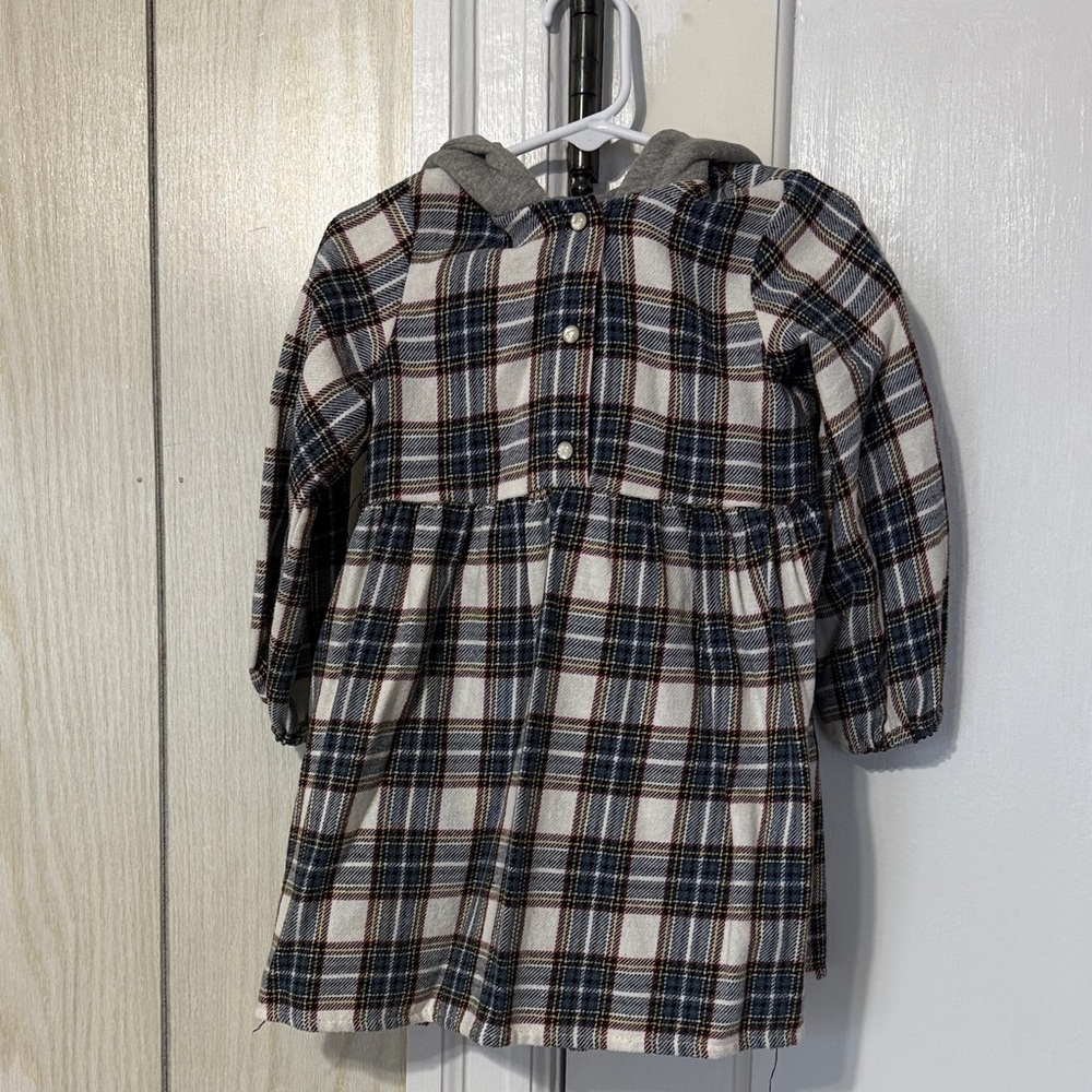 Zara Plaid Long-Sleeve Dress with Hood